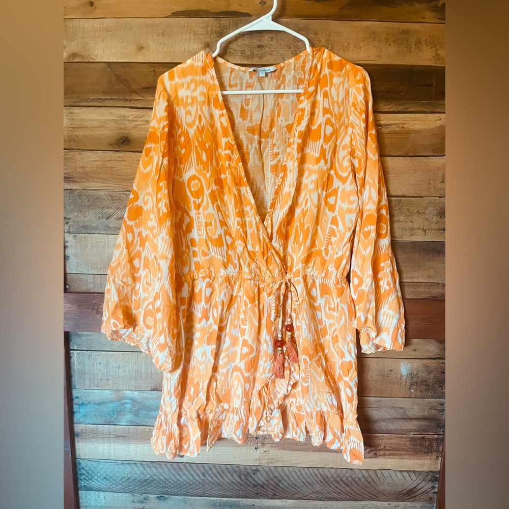 blue island Orange and Cream Printed Tunic